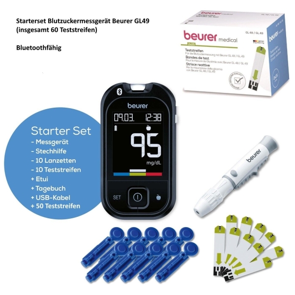 Blutzuckermessgerät Beurer GL 49 plus 50 Teststreifen